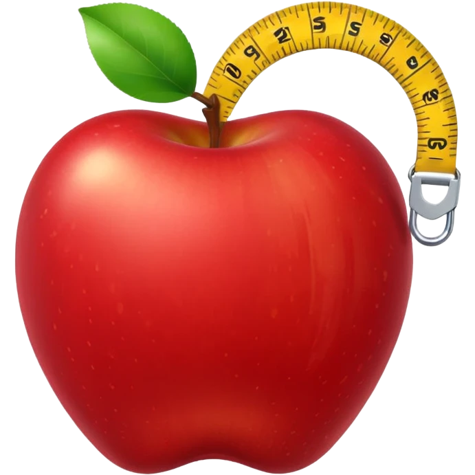 apple with a measuring tape emoji