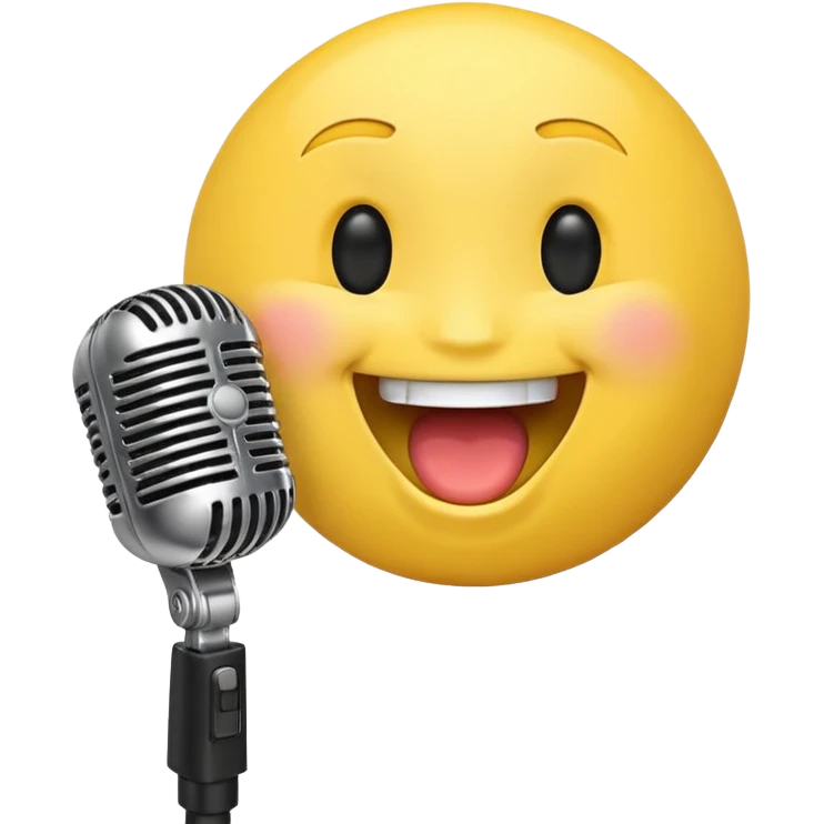 laughing face emoji next to a mic emoji