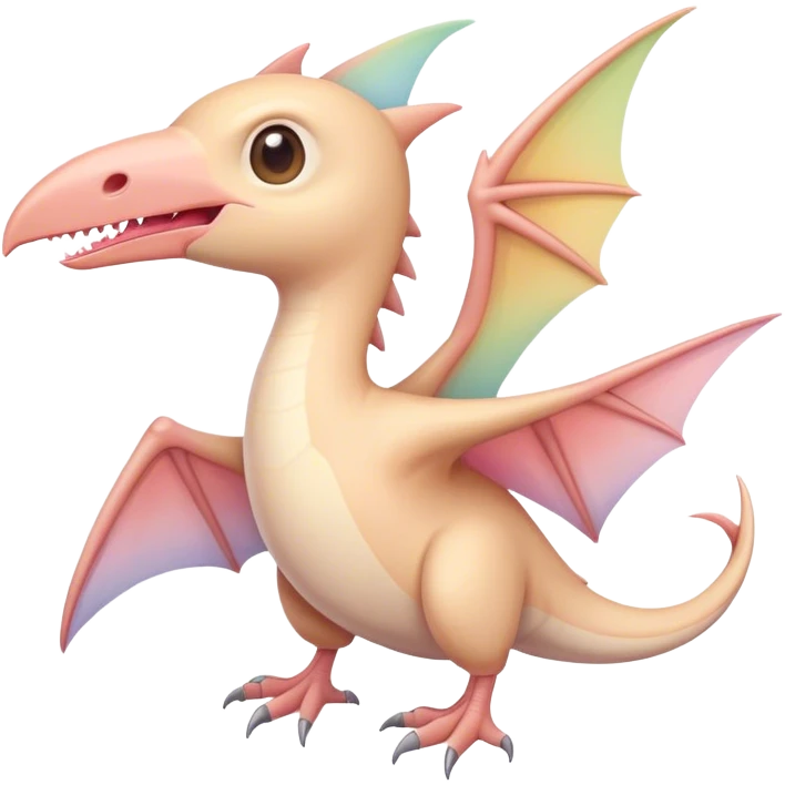 A cute, kawaii style pastel pterodactyl emoji