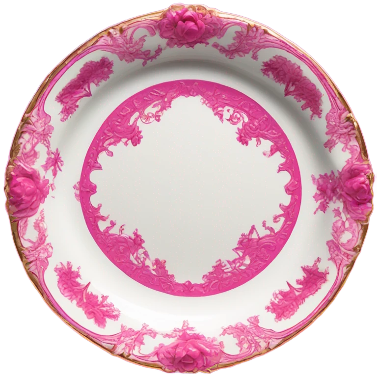 vintage rococo highly detailed hot pink plate emoji