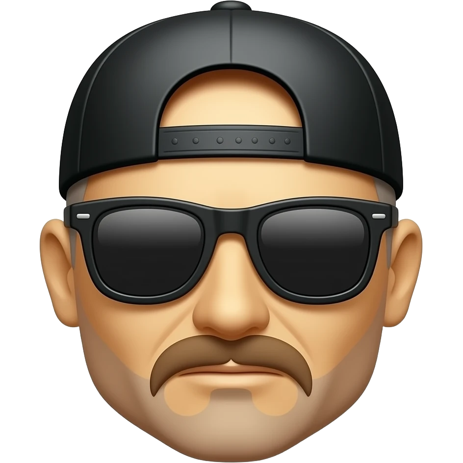 Heisenberg as a face emoji, with the hat, while bald, with sunglasses, yellow emoji