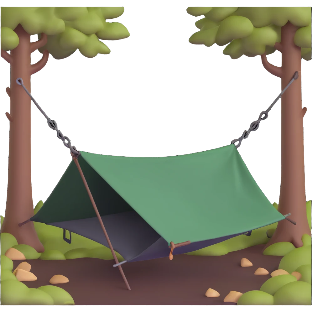 bushcraft hammock with tarp in forest emoji