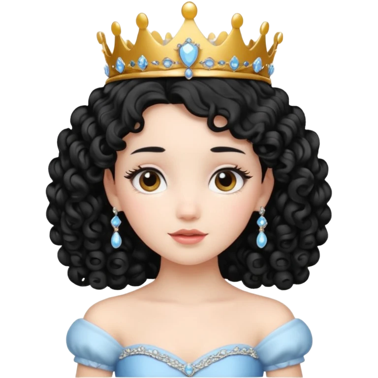 Princesa banca con el pelo rizado y el pelo negro linda emoji