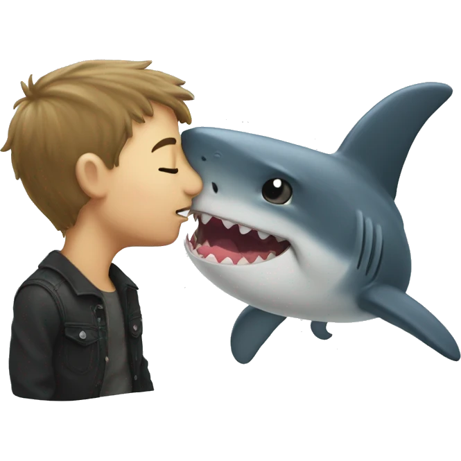 gay shark kissing a boy emoji