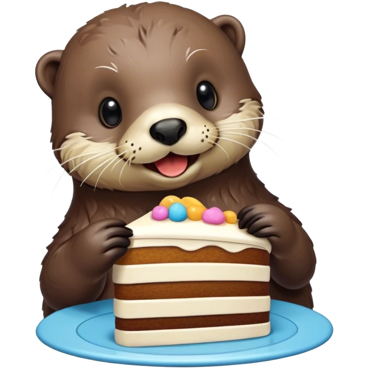 Sea otter eating cake emoji