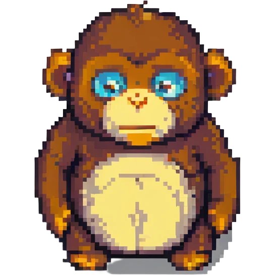 sad fat monkey, pixel art style emoji