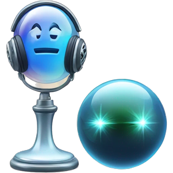 crystal ball with a microphone inside and a headphone outside emoji