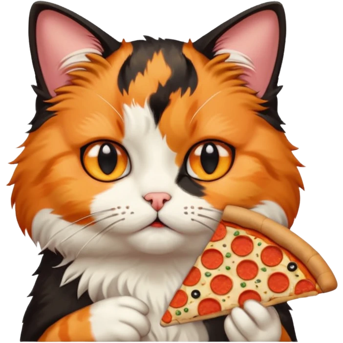 frowning cat with pizza, portrait, bust up emoji