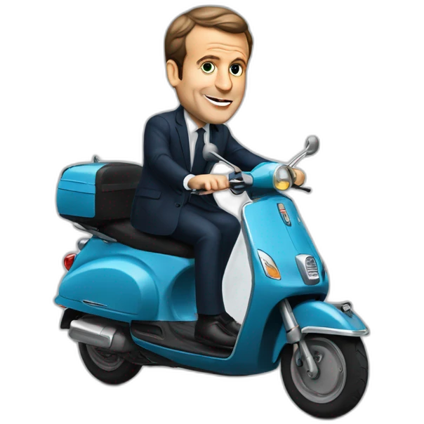 Emanuel macron sur un scooter emoji