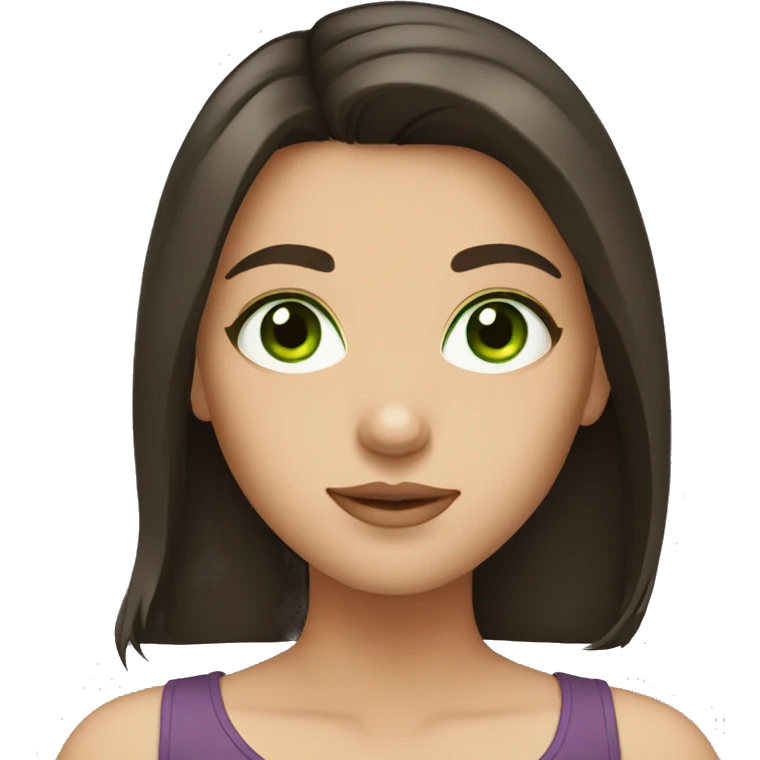 Girl with dark brown hair and green eyes emoji