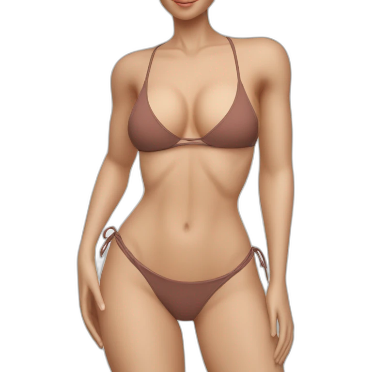Sexy pose soft-fit Caucasian woman bikini (beach body) circles emoji