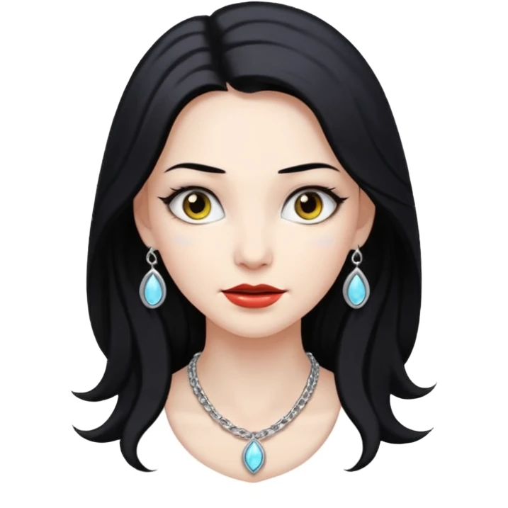 Female with Silver Necklace, grey skin,long hair, more bright silver,hihligt necklace, different expressions. emoji