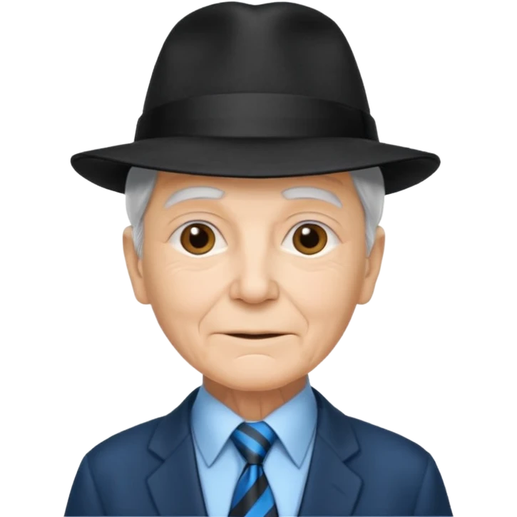 elderly wearing Blue Neckties and black Hats emoji