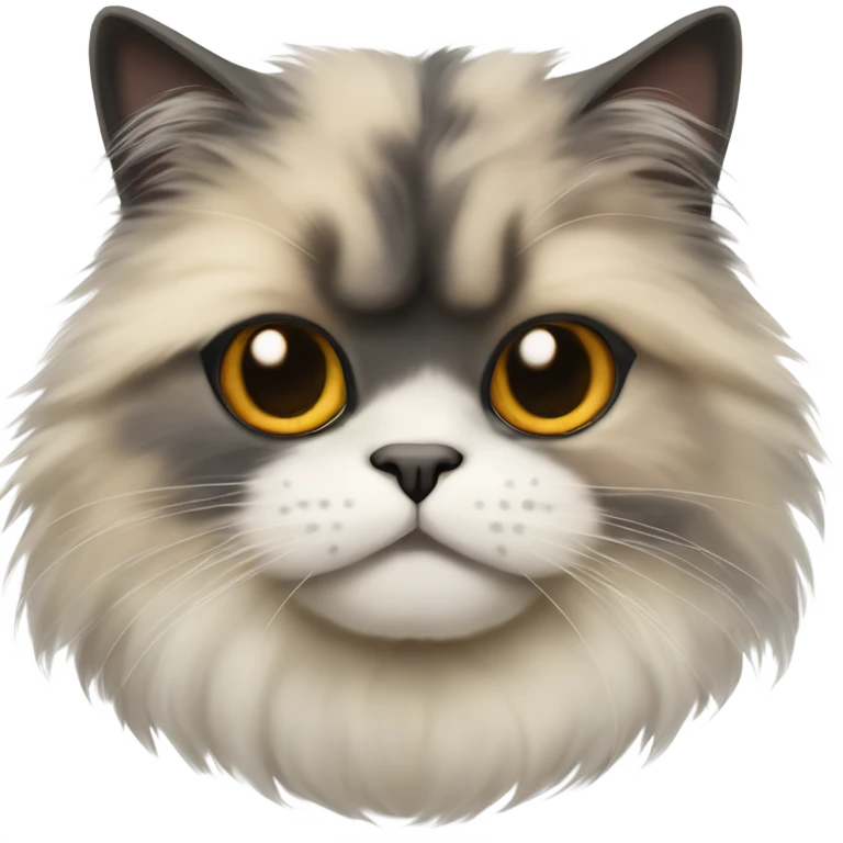 furry persian cat tortoiseshell fur (face has line divided color fur) emoji