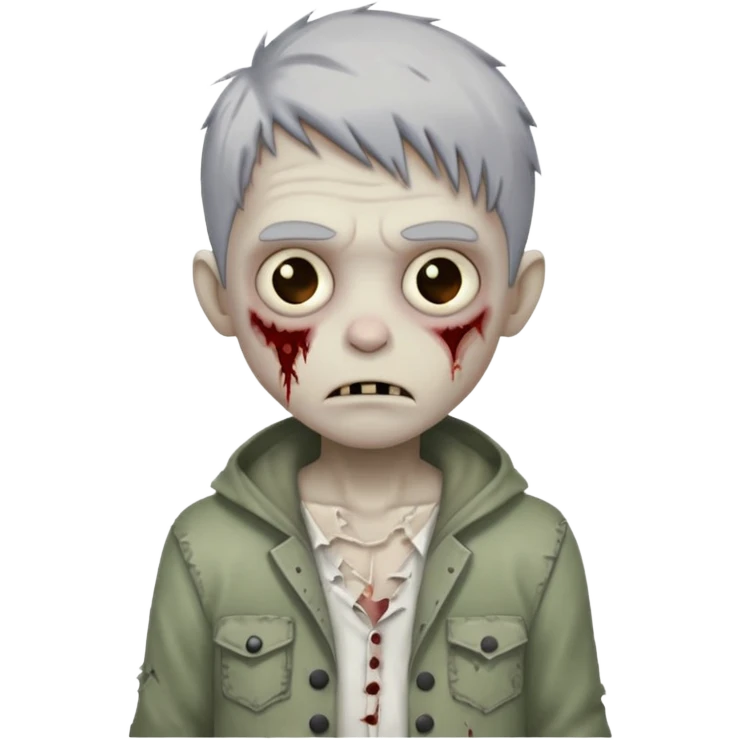 cute zombie boy with gray hair emoji