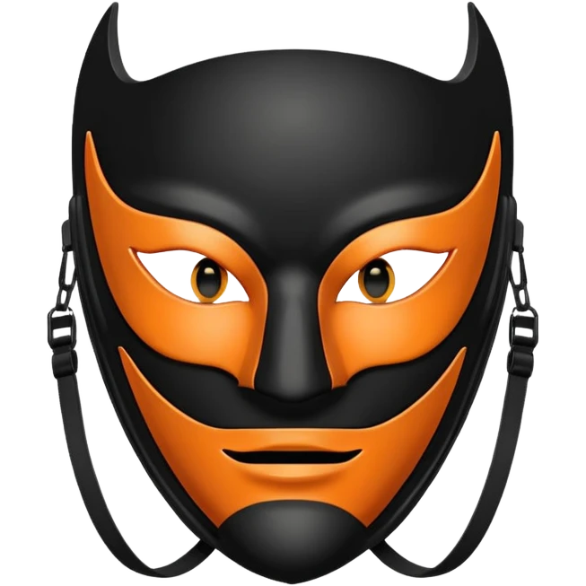 half black half orange mask emoji