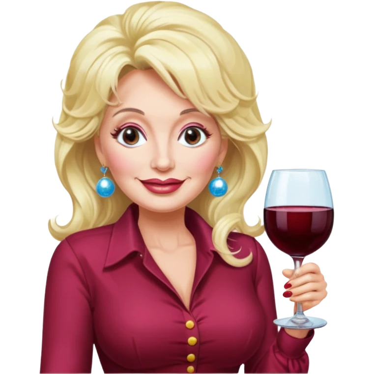 Dolly Parton with a huge glass of wine emoji