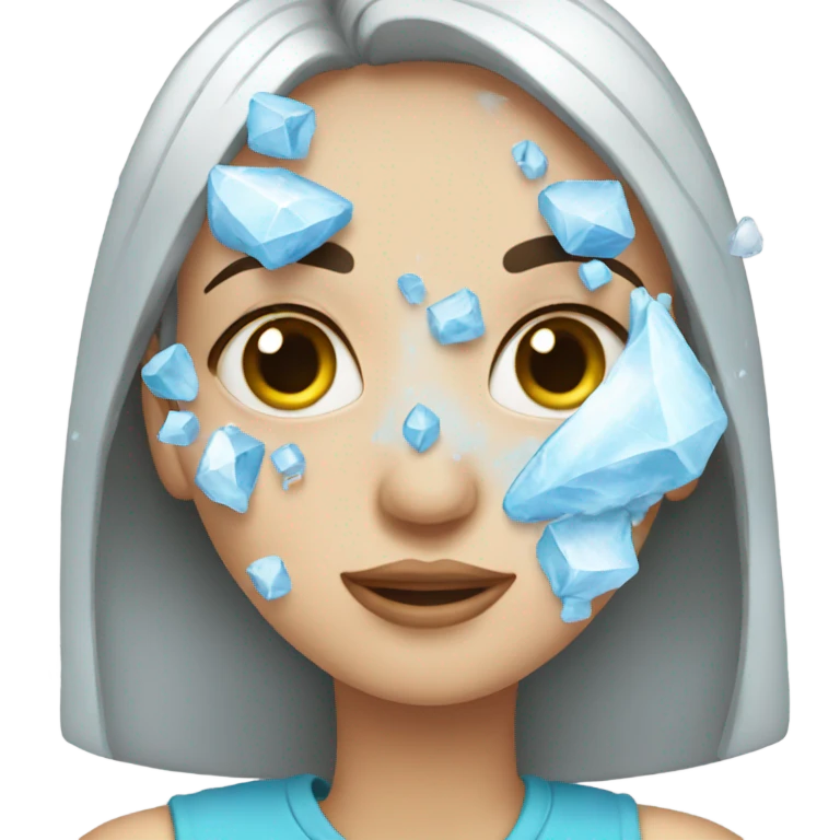  A girl applying ice on her face emoji