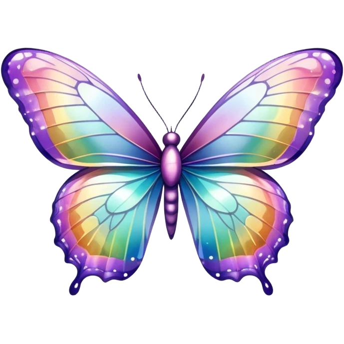 Pastel sparkly glittery iridescent rainbow transparent butterfly emoji