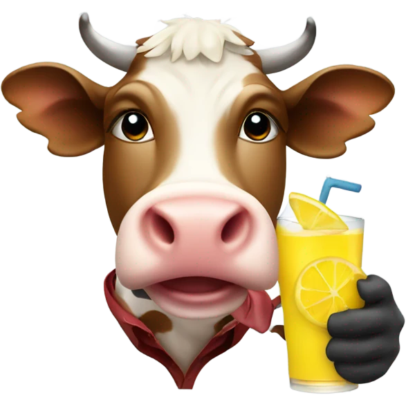 Cow with a red shirt holding a lemonade emoji