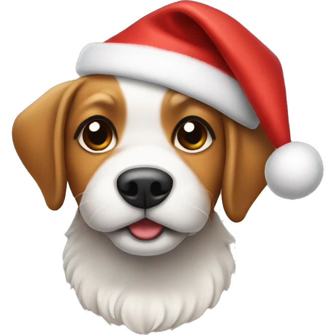 Dog wearing Christmas hat emoji