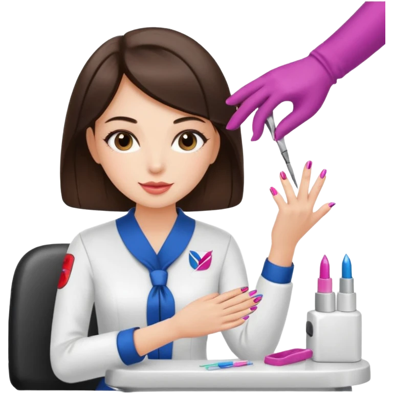Brunette Girl getting a manicure at nail salon wind club emoji