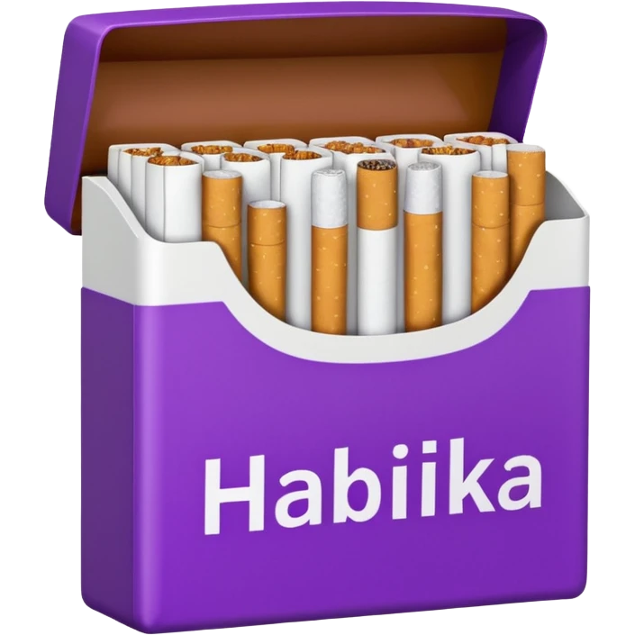 Создать emoji картинку с пачкой сигарет с надписью «HABILKA” на фиолетовом фоне emoji