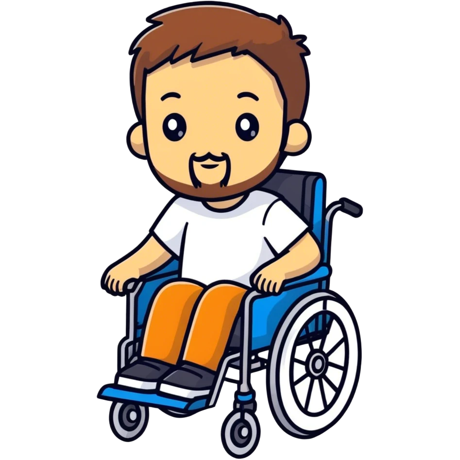Single Boy in wheelchair with a beard with blonde women emoji