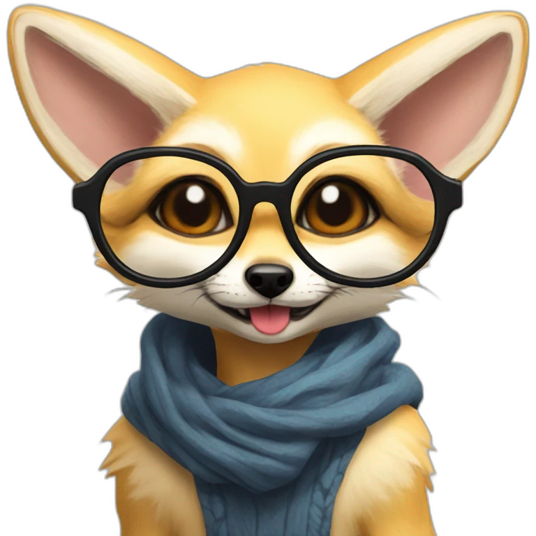 Anthro Fennec with glasses pulling out tongue emoji