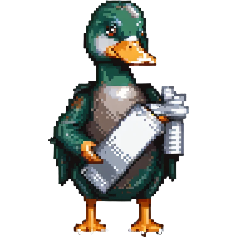 mallard duck holding silver duct tape emoji