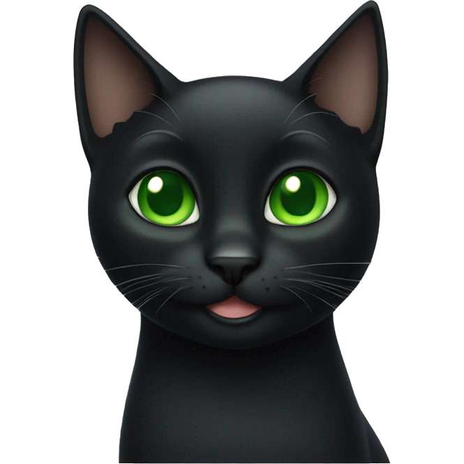 Black cat with green eyes waving emoji
