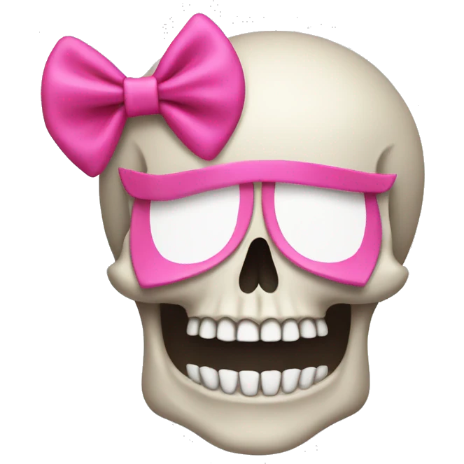 Skull with a pink bow and is smiling emoji