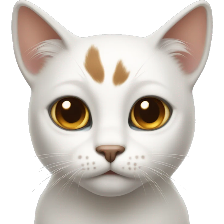 White cat with brown tail and brown spot on forehead middle parted emoji