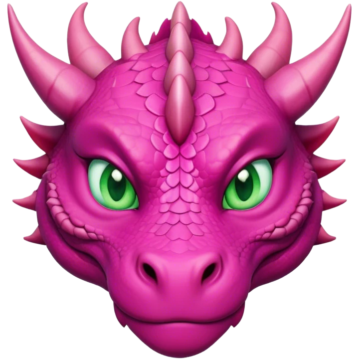  big face adult female feminen dark pink dragon with green eyes front view emoji