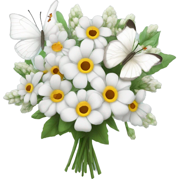White bouquet with butterflies emoji