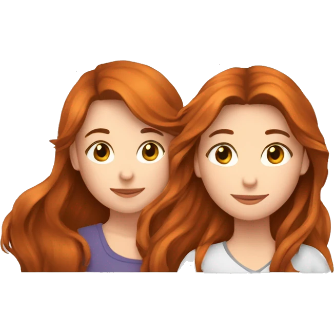 Une fille rousse avec une fille brune  emoji