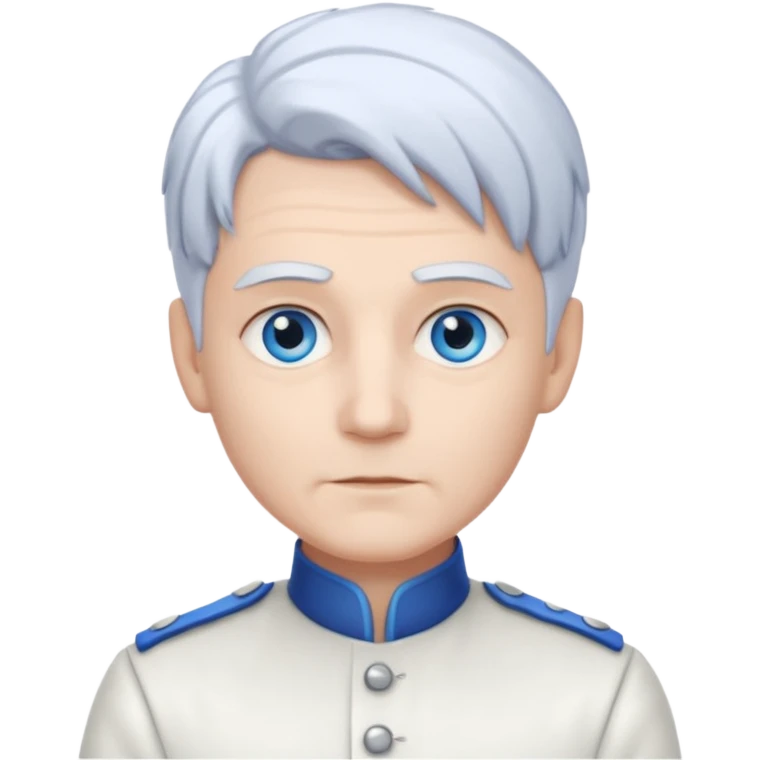 Servant Boq from Wicked with blue eyes, white hair, white outfit emoji