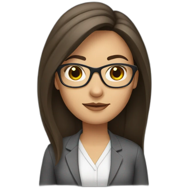 brunette teacher with straight hair and glasses emoji