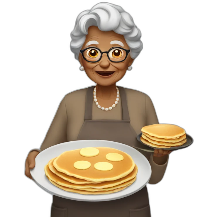 Granny with pancakes emoji