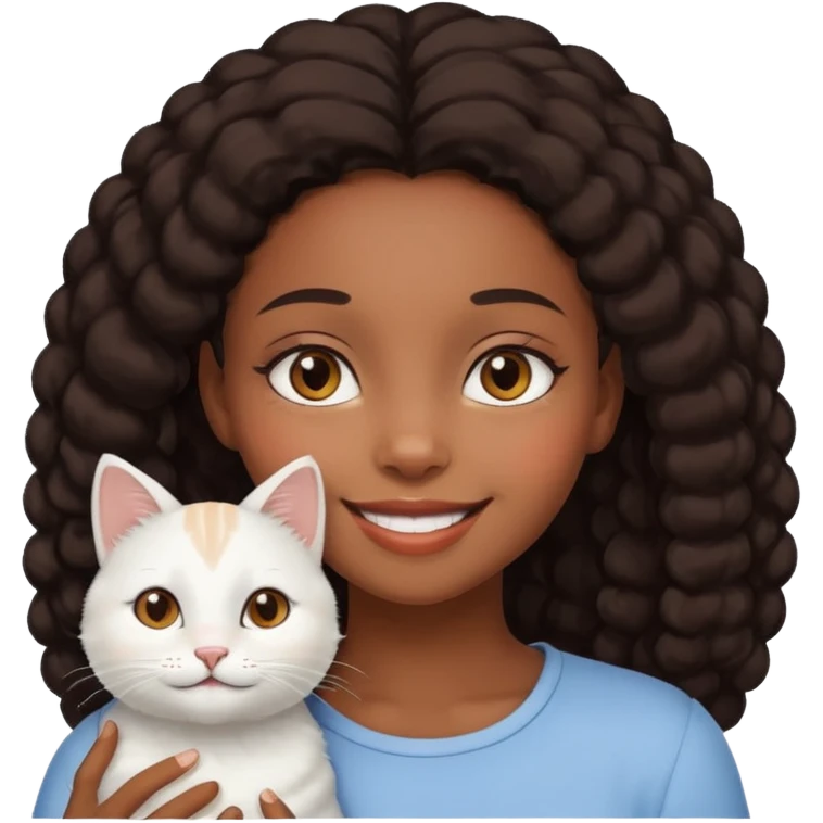 Black girl with cat emoji