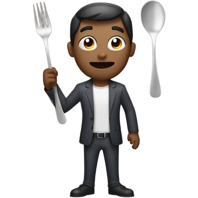 Spder man holding a spoon and fork emoji