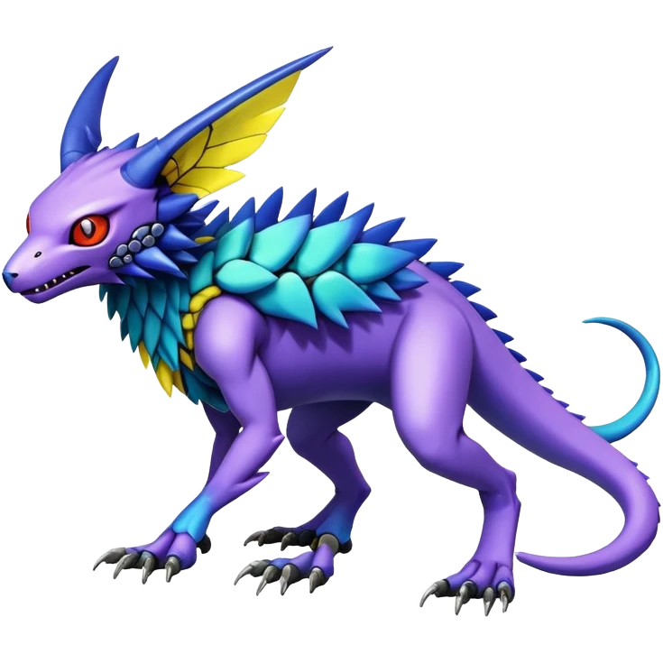  Exotic colorful modern cyber-Fakémon-Digimon-Trico-Vernid-creature (full body) emoji