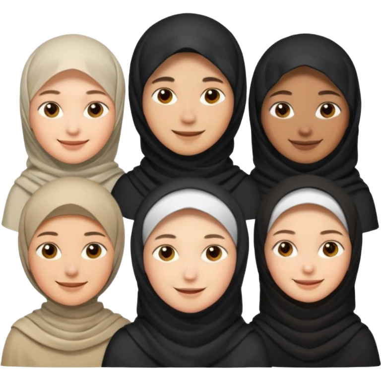 1 man not veiled with short hair and 4 veiled women emoji
