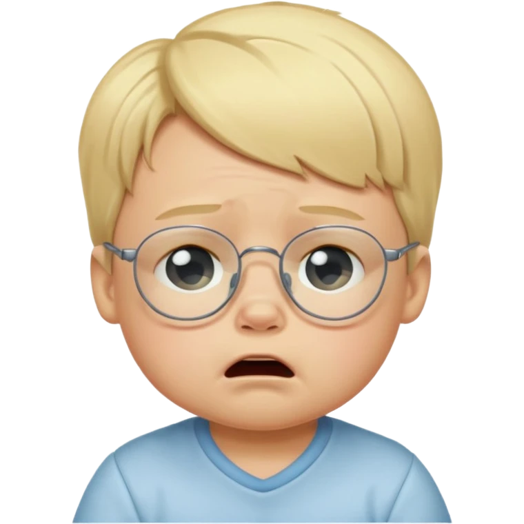 blond baby boy crying with glasses emoji