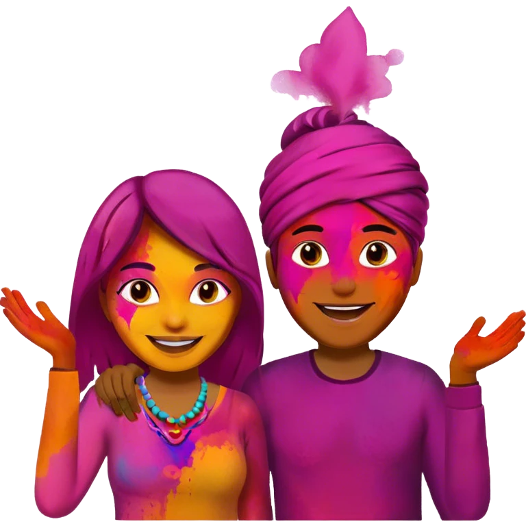 Couple celebrating Holi emoji  emoji