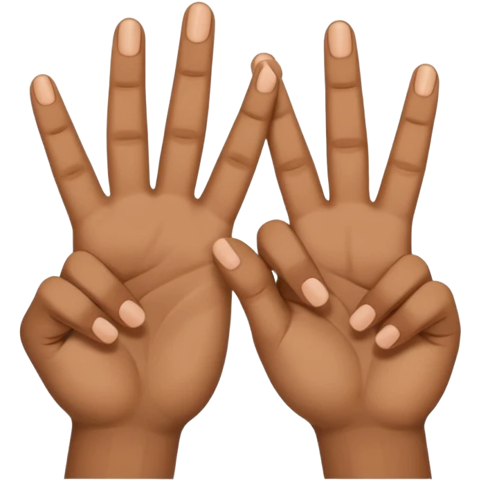 Two hands interlocking peace signs emoji
