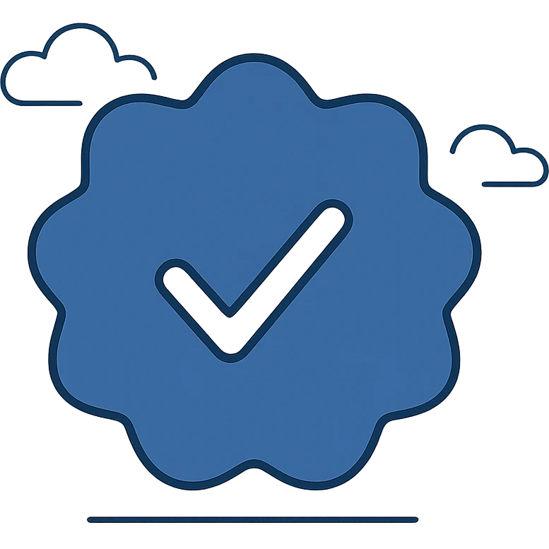 Instagram blue verification tick icon, flat style, minimal emoji
