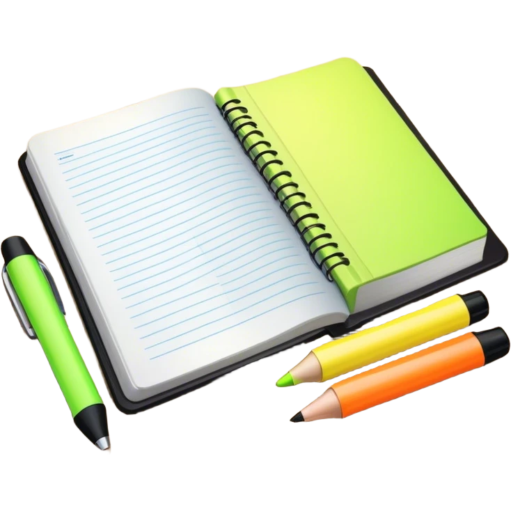 a notebook next to a bible and highlighters  emoji