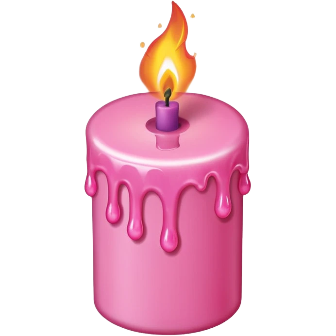 A drawing of a flaming pink candle that could be used at a romantic dinner table. The camera should be isometric at a 45-degree angle. emoji