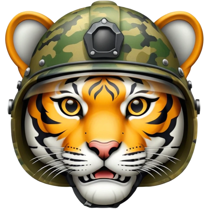 military tiger face with helmet and camo for Twitch emote emoji